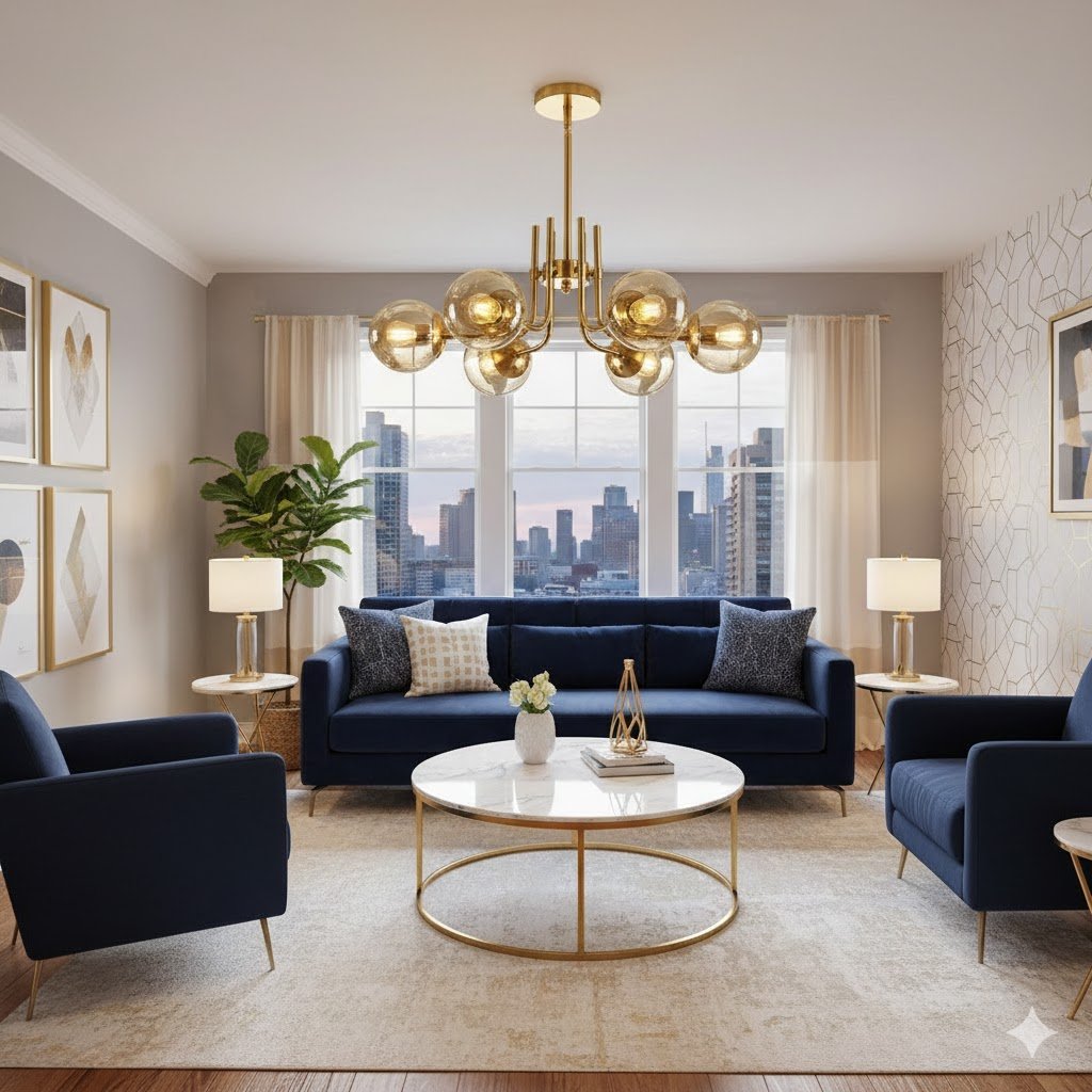 نجفه 6 دراع فاميه - ذهبي لامع - (code:932) - الصورة 2